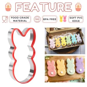 Crethinkaty 3 Pieces Bunny Cookie Cutter Set for Baking Easter Rabbit Shape with Soft PVC Edge Cookie/Pastry/Biscuit Cutter for Holiday