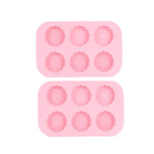 2pcs cookie silicone mold, round moon cake mold cookie silicone mold snowskin mooncake mold moon cake molder for baking cookie stamps