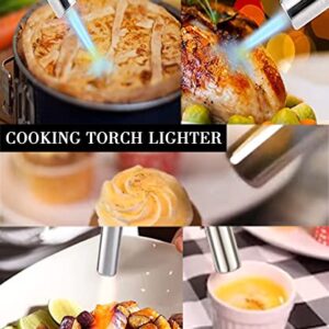 PAPA LONG Chic Refillable Long Butane Torch Lighter with Powerful Single Jet Flame for Kitchen Brulee Cooking BBQ Camping(No Butane included)