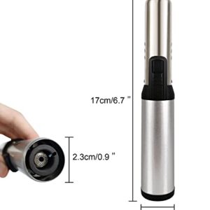 PAPA LONG Chic Refillable Long Butane Torch Lighter with Powerful Single Jet Flame for Kitchen Brulee Cooking BBQ Camping(No Butane included)