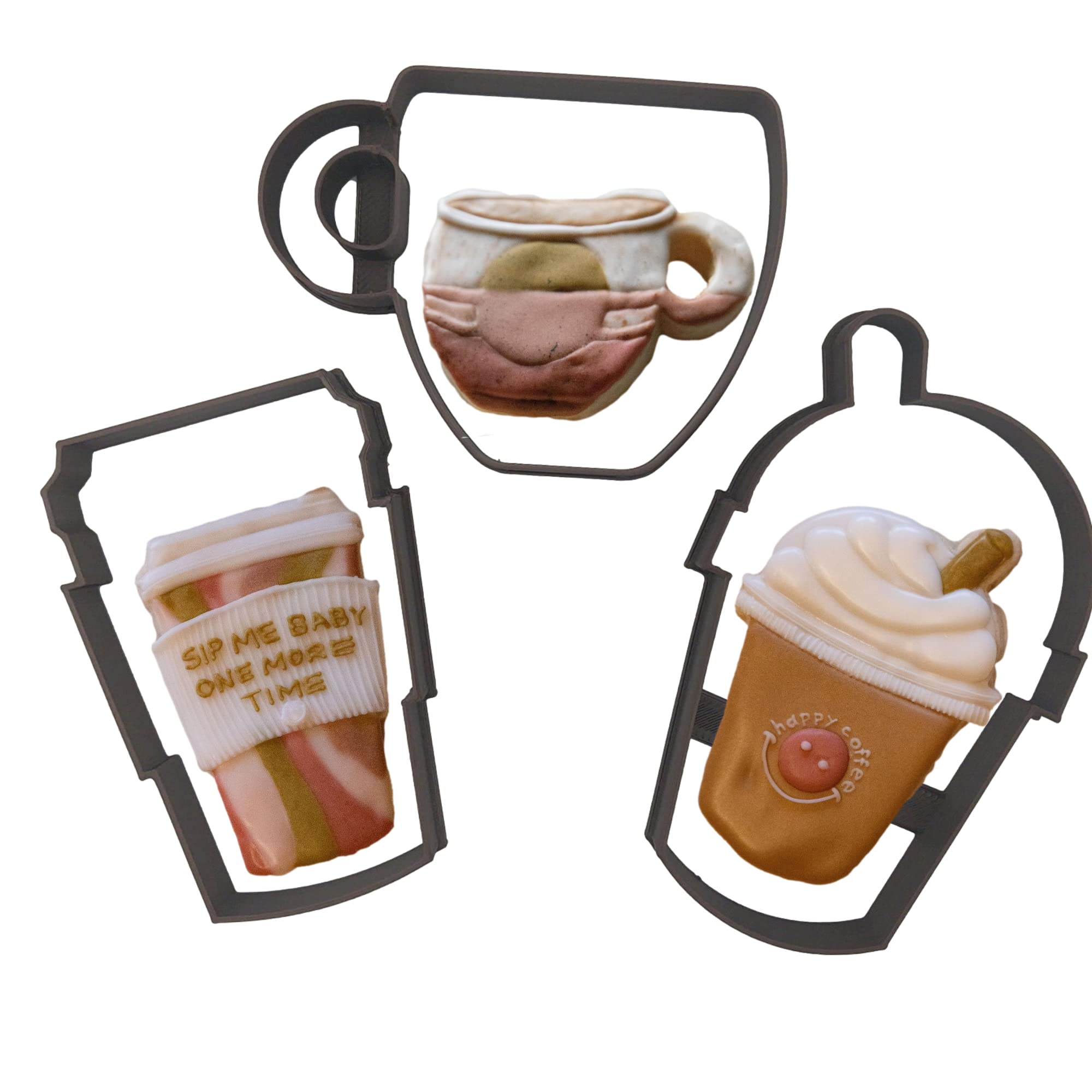 COFFEE CUP COOKIE CUTTERS Espresso Café Americano Coffee To Go Latte Iced Coffee Mocha Brew And Coffee Cup Cappuccino Cookie Cutters Made In The USA (3 Pack)