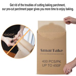SMARTAKE 400 Pcs 12×16 Inches Parchment Paper Baking Sheets with SMARTAKE 200 Pcs 9×13 Inches Parchment Paper Baking Sheets, for Baking Cookies Cake and More (Unbleached)