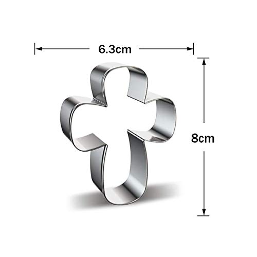 Aeyistry 3 Pcs Different Shapes Stainless Steel Cross Cookie Cutter,Easter Cookie Molds Cutters Set(Silver)