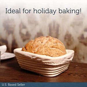 Potted Pans Banneton Basket Set of 2-8 Inch Triangle Rattan Sourdough Bread Proofing Basket with Cloth Liners - Triangle Bread Bowl with Linen Banneton Liner for Homemade Sourdough Baking