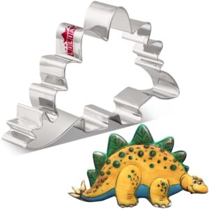 liliao dinosaur stegosaurus cookie cutter for kids birthday party - 5 x 3.2 inches - dino biscuit and fondant cutters - stainless steel