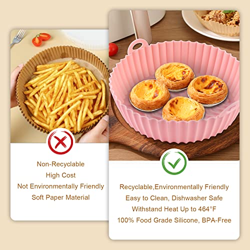 2 Pcs Air Fryer Silicone Liners 8.5 inch, Reusable Air Fryer Liners, Food grade material, High Temperature Resistance, Silicone Air Fryer liners are Suitable for Air Fryers, Ovens, Microwave Ovens