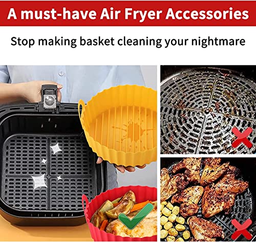 2 Pcs Air Fryer Silicone Liners 8.5 inch, Reusable Air Fryer Liners, Food grade material, High Temperature Resistance, Silicone Air Fryer liners are Suitable for Air Fryers, Ovens, Microwave Ovens