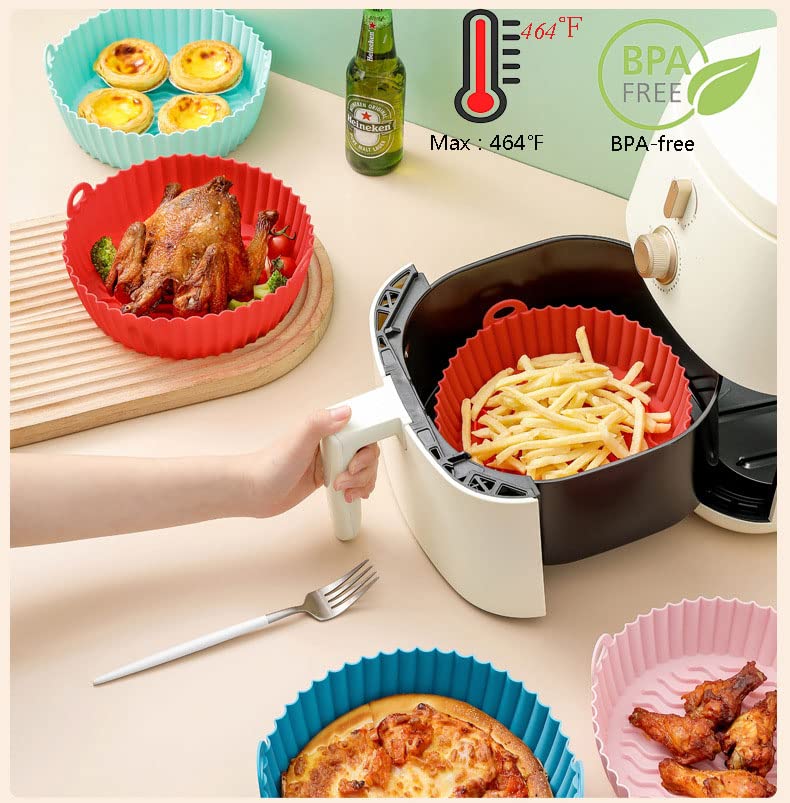 2 Pcs Air Fryer Silicone Liners 8.5 inch, Reusable Air Fryer Liners, Food grade material, High Temperature Resistance, Silicone Air Fryer liners are Suitable for Air Fryers, Ovens, Microwave Ovens