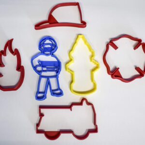 INSPIRED BY FIREMAN SAM CARTOON FIREFIGHTER SET OF 6 COOKIE CUTTERS MADE IN USA PR1093