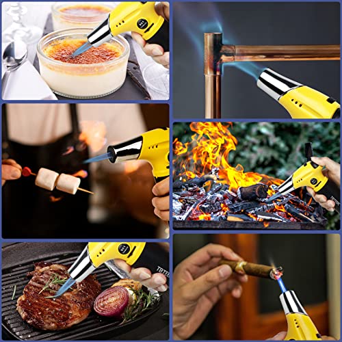 TBTEEK Butane Torch, Refillable Kitchen Torch With Safety Lock and Adjustable Flame Handheld Cooking Torch Lighter for Creme Brulee, Baking, BBQ, DIY Crafts (Butane Not Included)