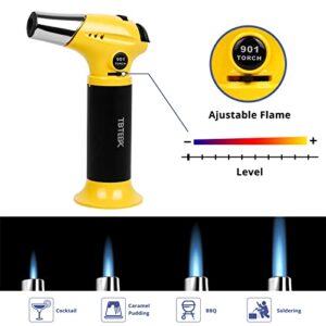 TBTEEK Butane Torch, Refillable Kitchen Torch With Safety Lock and Adjustable Flame Handheld Cooking Torch Lighter for Creme Brulee, Baking, BBQ, DIY Crafts (Butane Not Included)