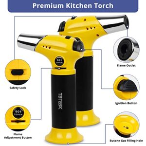 TBTEEK Butane Torch, Refillable Kitchen Torch With Safety Lock and Adjustable Flame Handheld Cooking Torch Lighter for Creme Brulee, Baking, BBQ, DIY Crafts (Butane Not Included)