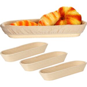 4 pieces 13.8 inch banneton bread proofing basket oval long bread proofing basket banneton basket dough proofing basket with liners and scatters for home sourdough bread baking