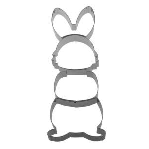 keewah stackable easter bunny cookie cutter set, 4 piece, stainless steel