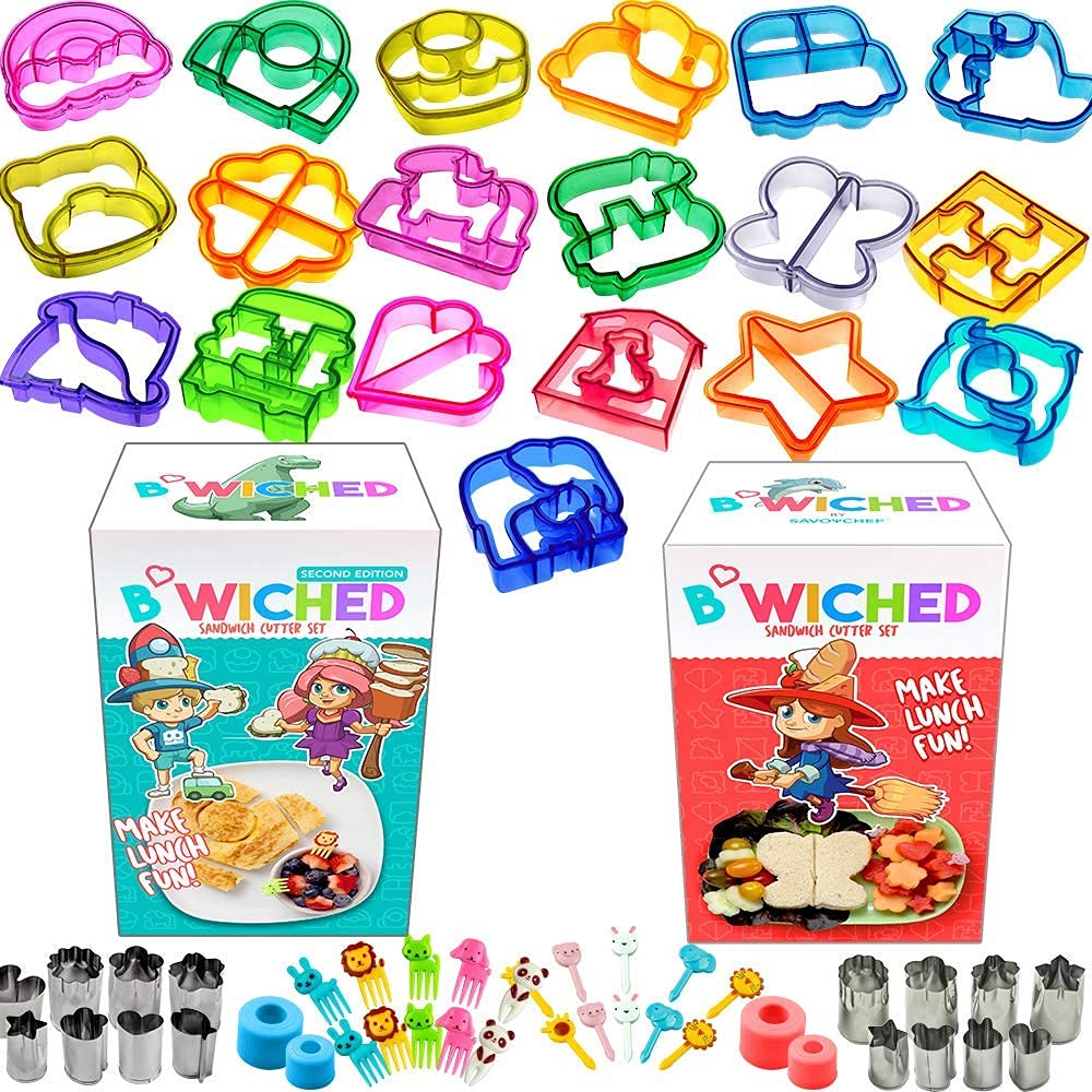 59pc Sandwich Cutters for Kids - Great for Toddler Lunch Box and Containers - Bento Box Accessories and Uncrustable sealer - For Boys and Girls Kids Lunch