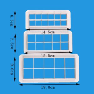 ZYAMY Square Biscuit Cutters Set, 3 Size (14.5cm x 1 + 15.5cm x 1 + 19.0cm x 1), Cookie Cutter Cake Fondant Cutter