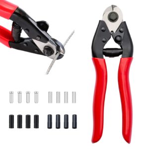 groword bike cable cutter(7,5-inch) for diy projects, railing, decking, wire seals & bicycle cable sharp & precise one-hand operation steel cable cutter, heavy-duty wire cutter & wire rope cutter