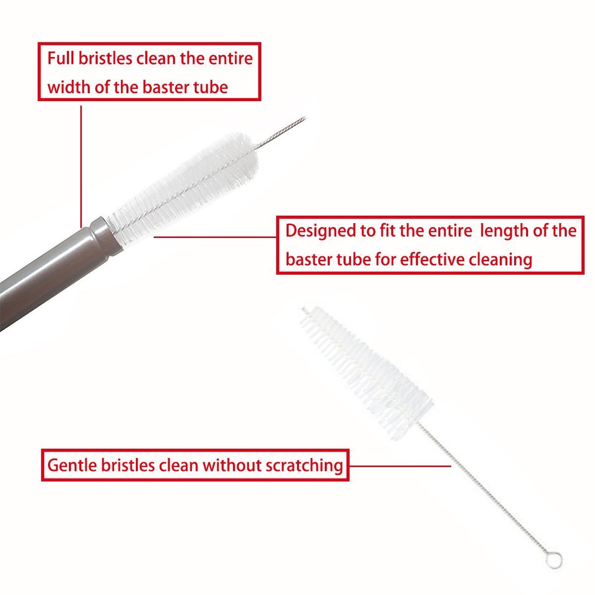 Home Servz 18/8 Stainless Steel Turkey Baster Syringe - Injector Needle With Cleaning Brush - Food Grade Silicone Bulb & Heavy Duty 12 Inch Stainless Steel Handle Silicone BBQ Basting Brush