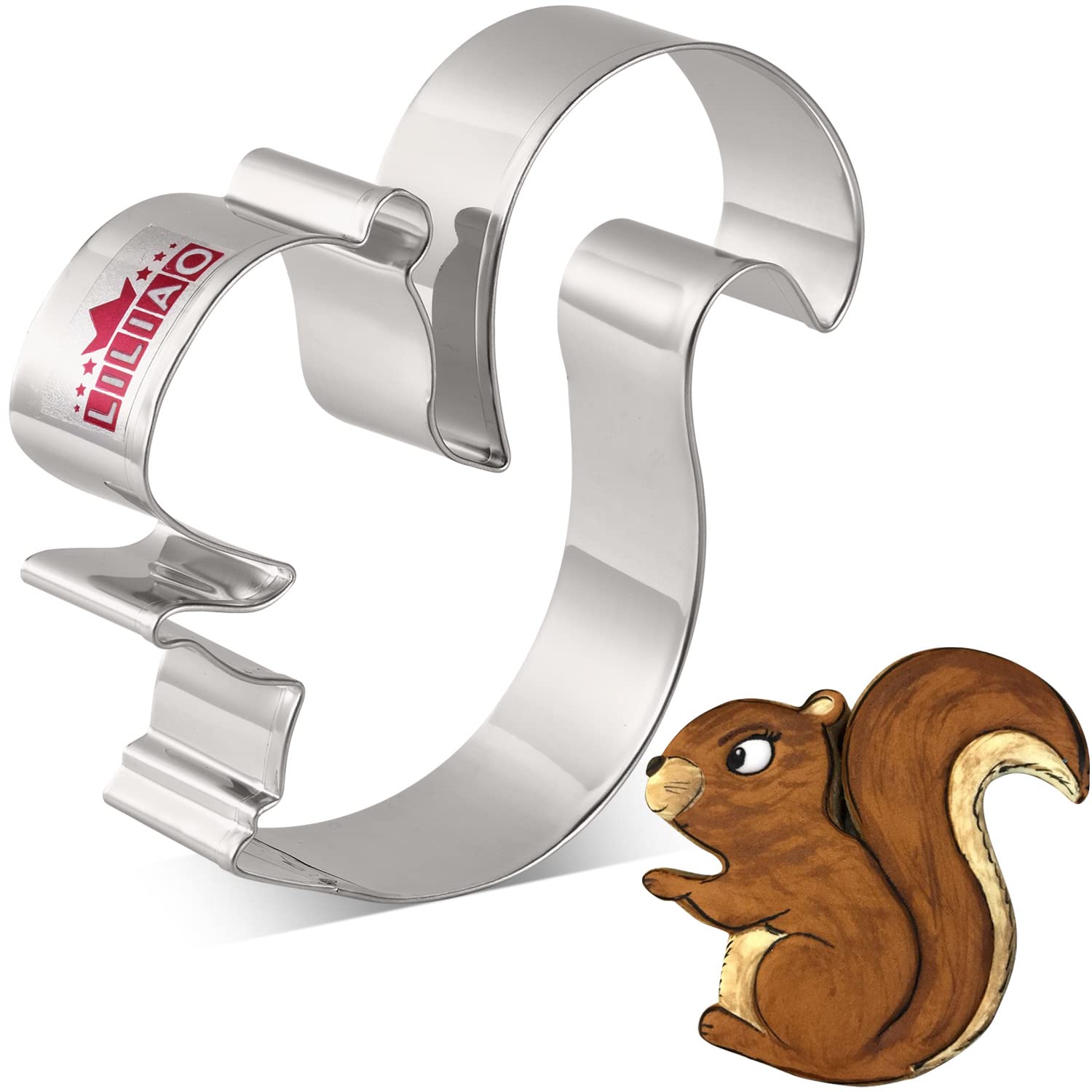 LILIAO Squirrel Cookie Cutter - 3.8 x 4 inches - Woodland Animal Biscuit and Fondant Cutters - Stainless Steel