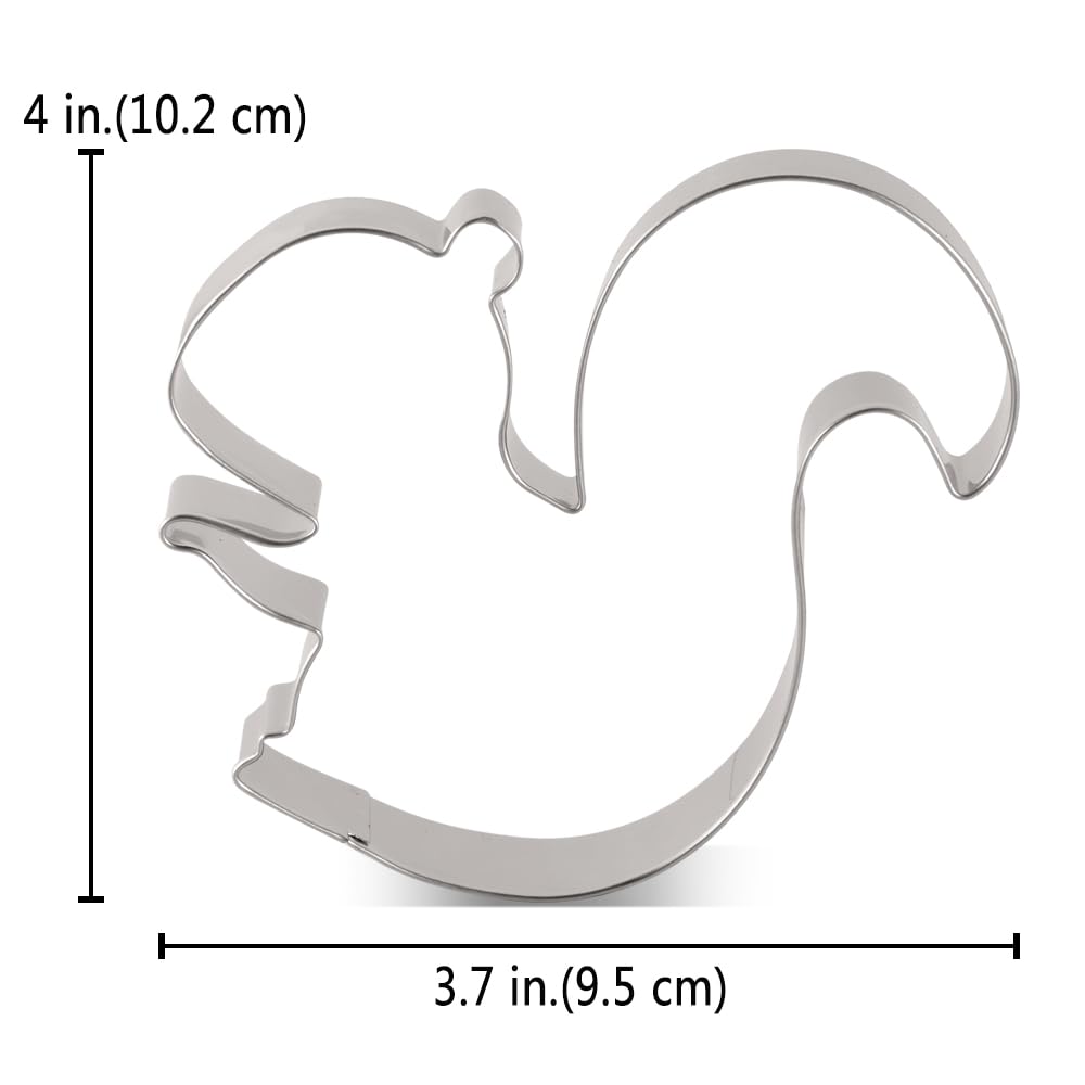 LILIAO Squirrel Cookie Cutter - 3.8 x 4 inches - Woodland Animal Biscuit and Fondant Cutters - Stainless Steel