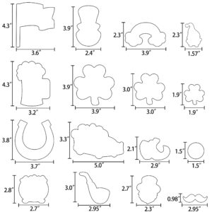 16PCS St.Patrick's Day Cookie Cutter Set Irish Party Supplies - Shamrock Leprechaun Coin Rainbow Beer Flag Horseshoe Design