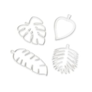 clever monster tropical leaf cookie cutter set of 4, hawaiian palm leaves fondant cutters set for gum paste, sugarcraft candy, luau cake decorating