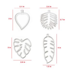 Clever Monster Tropical Leaf Cookie Cutter Set of 4, Hawaiian Palm Leaves Fondant Cutters Set for Gum Paste, Sugarcraft Candy, Luau Cake Decorating