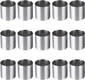 gldw 15 pieces round cake mold, stainless steel mousse mold rings biscuit cutter cake kitchen baking pastry tool for cookie, tart, fondant, donuts, omelette (1.97 inch)