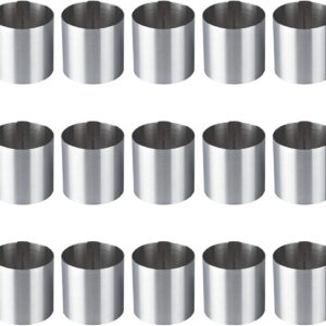 Gldw 15 Pieces Round Cake Mold, Stainless Steel Mousse Mold Rings Biscuit Cutter Cake Kitchen Baking Pastry Tool for Cookie, Tart, Fondant, Donuts, Omelette (1.97 inch)