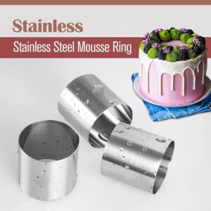 Gldw 15 Pieces Round Cake Mold, Stainless Steel Mousse Mold Rings Biscuit Cutter Cake Kitchen Baking Pastry Tool for Cookie, Tart, Fondant, Donuts, Omelette (1.97 inch)