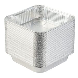 Fecolmena 50 PCS Disposable Aluminum Foil Pans, Multipurpose Square Air Fryer Liners, Safe Food Contact Grade Material & High Temperature Resistant for Oven/Air Fryer/Barbecue/Gas Stoves Bake& Cook