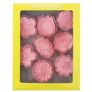 8pcs/ flower shape cookie molds, pink plastic diy mould for biscuit, baking tools