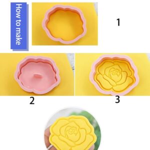 8Pcs/ Flower Shape Cookie Molds, Pink Plastic DIY Mould for Biscuit, Baking Tools