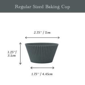 Jisiloe Silicone Baking Cups Cupcake Liners, Pack of 12 Reusable Non-Stick Muffin Liners For Baking Cupcake Holder Mold (Dark Green)
