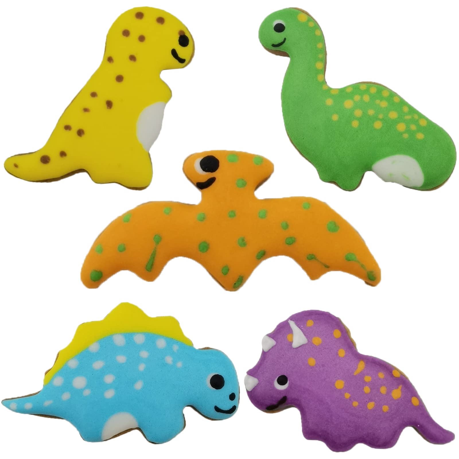 Mini Dinosaurs Shaped Cookie Cutter Set of 5 pcs, Stainless Steel Dino Fondant Cutters Set Pastry Biscuit Baking Clay DIY Molds for Kids