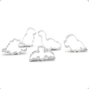 Mini Dinosaurs Shaped Cookie Cutter Set of 5 pcs, Stainless Steel Dino Fondant Cutters Set Pastry Biscuit Baking Clay DIY Molds for Kids