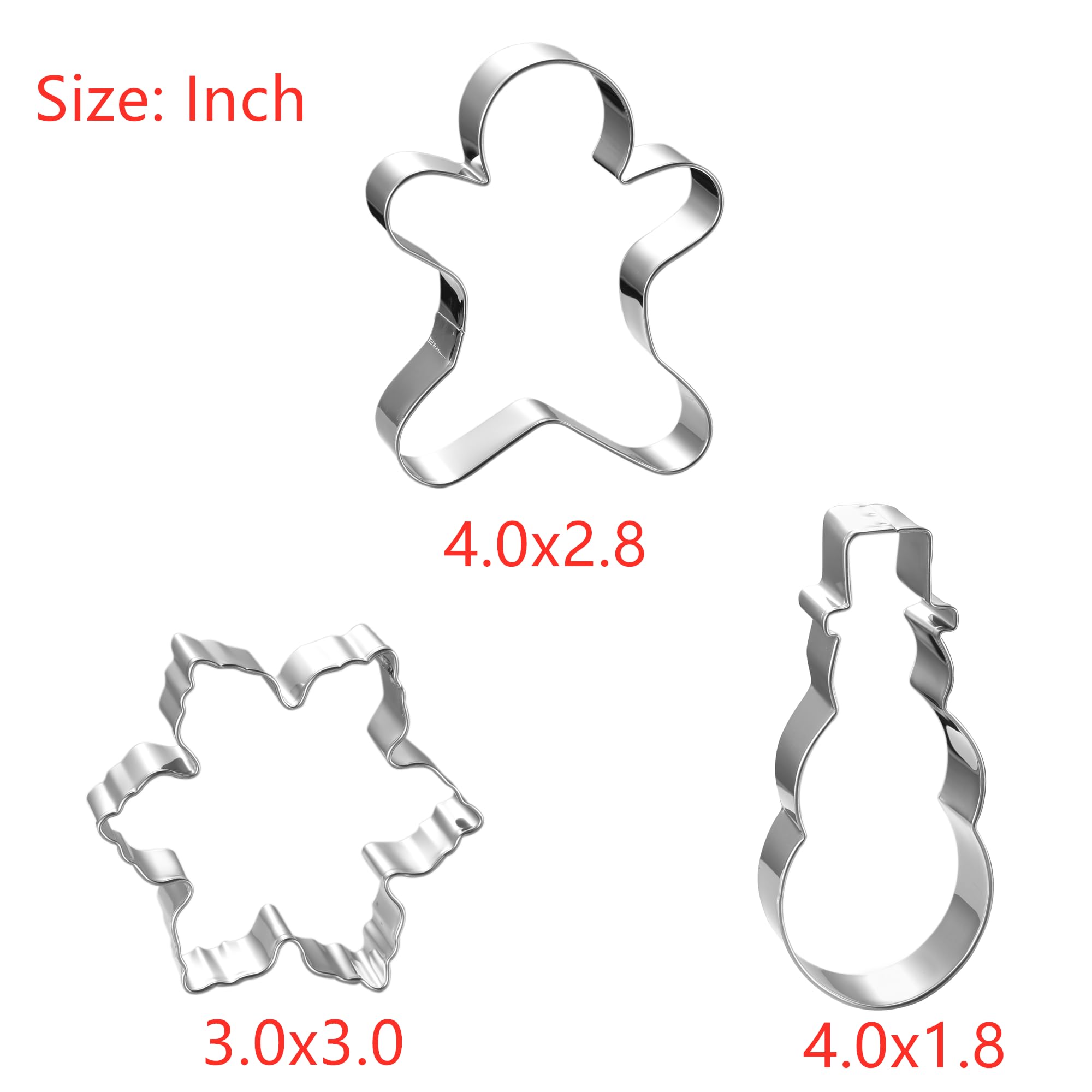 Large 4 Inch Christmas Cookie Cutter Set - 6 Pieces Holiday Christmas Cookie Cutter Shapes - Snowman,Christmas Tree,Gingerbread Man,Candy Cane,Snowflake and Santa Face