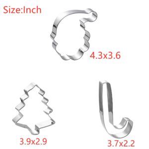 Large 4 Inch Christmas Cookie Cutter Set - 6 Pieces Holiday Christmas Cookie Cutter Shapes - Snowman,Christmas Tree,Gingerbread Man,Candy Cane,Snowflake and Santa Face