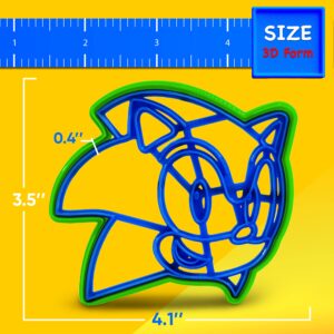 Cookie Cutter by 3DForme,For Sonic Baking Cake Fondant Frame Mold for Buscuit, Set 2 Piece Made in Ukraine