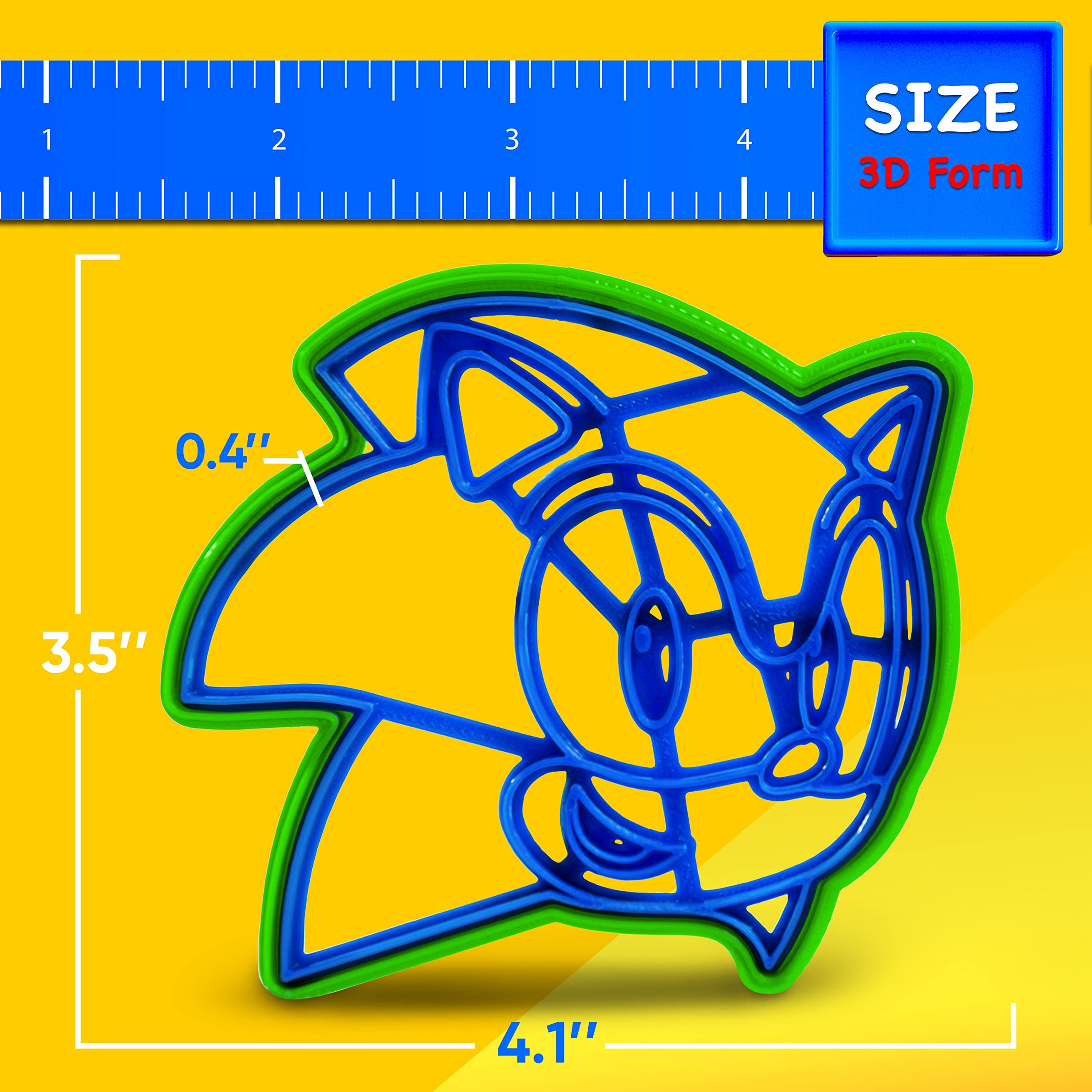 Cookie Cutter by 3DForme,For Sonic Baking Cake Fondant Frame Mold for Buscuit, Set 2 Piece Made in Ukraine