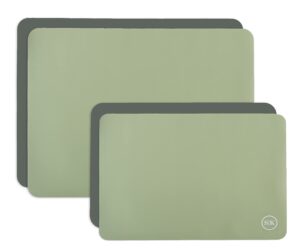 the silicone kitchen silicone oven baking mats - green/gray bundle - bpa free, (2 half sheets, 2 quarter sheets)