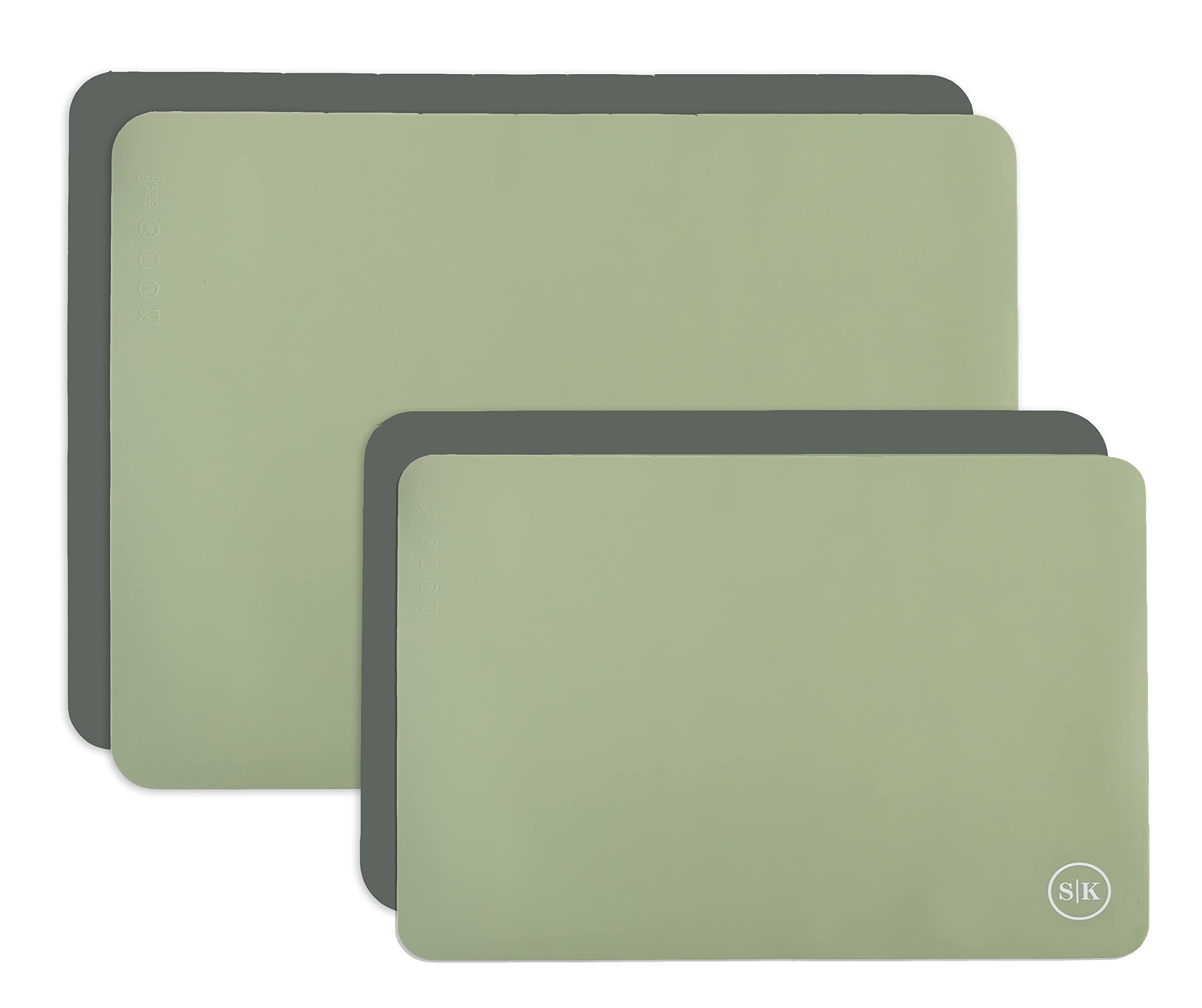 The Silicone Kitchen Silicone Oven Baking Mats - Green/Gray Bundle - BPA Free, (2 Half Sheets, 2 Quarter Sheets)