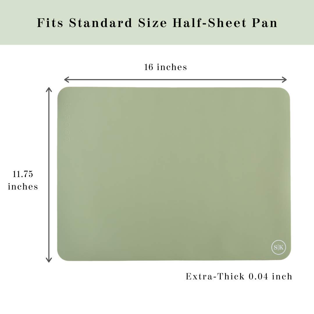 The Silicone Kitchen Silicone Oven Baking Mats - Green/Gray Bundle - BPA Free, (2 Half Sheets, 2 Quarter Sheets)