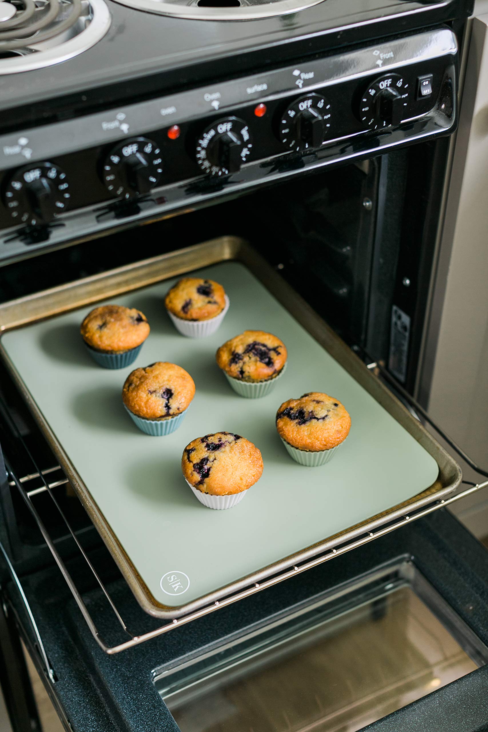 The Silicone Kitchen Silicone Oven Baking Mats - Green/Gray Bundle - BPA Free, (2 Half Sheets, 2 Quarter Sheets)