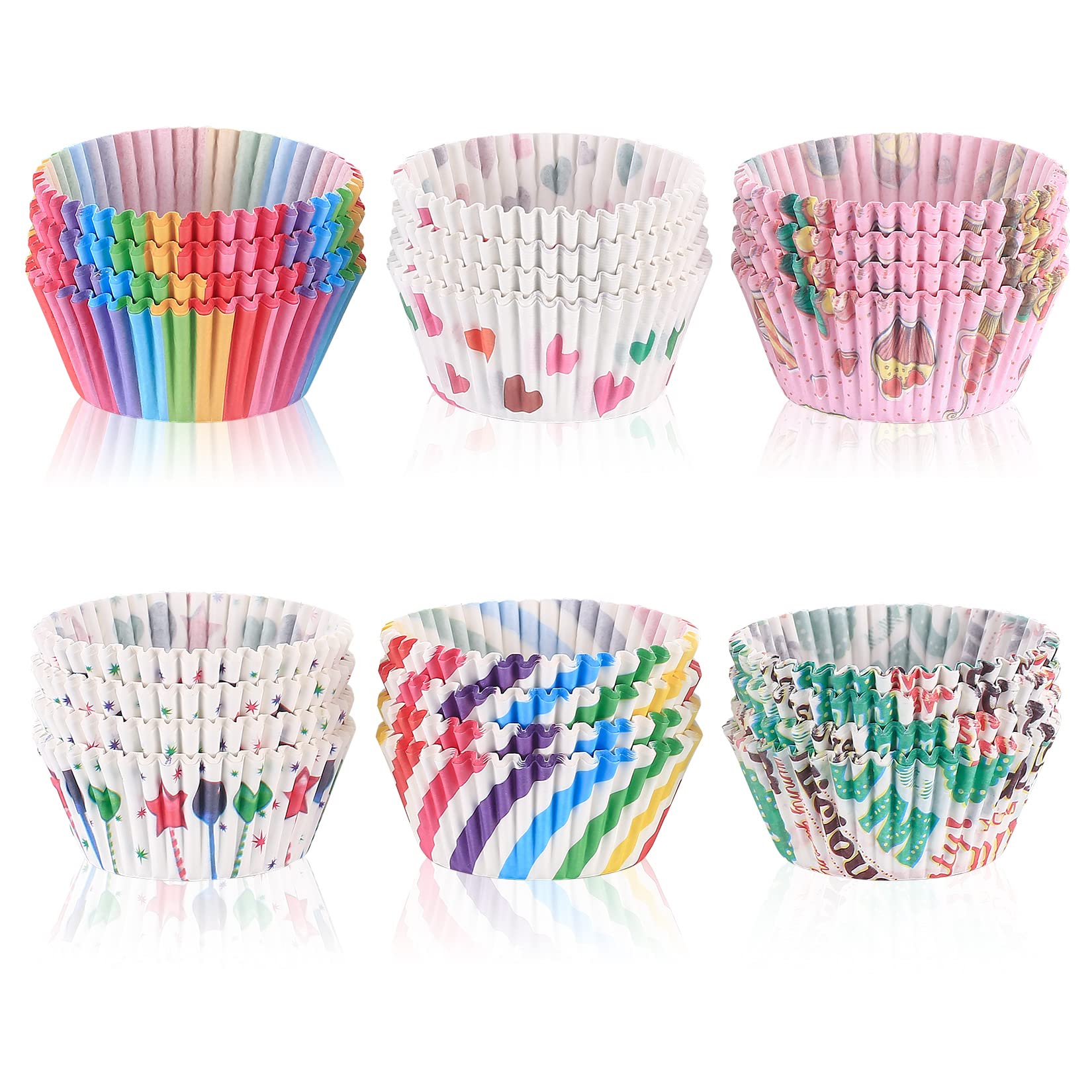 600 Pcs Cupcake Liners Paper, Cupcake Baking Cups, Multicolor Non-stick Muffin Cupcake Molds Wrappers Liners Cups for Baking Muffin Cupcake Halloween Christmas Party