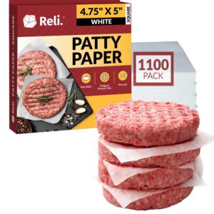 (1100 pack) reli. hamburger patty paper (4.75" x 5",square) | wax paper squares | food grade patty paper, parchment paper sheets | non-stick paper for burger press, deli/butcher meat, resturant-grade