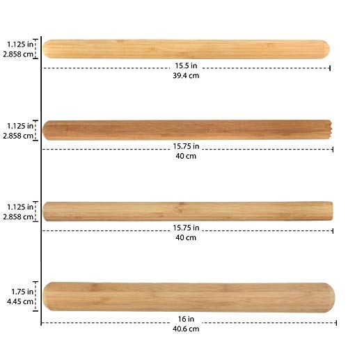 Bamboo French Style Rolling Pin - 15.5-in. x 1.125 in. - 3 Pcs