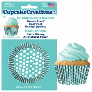 cupcake creations 32 count cupcake baking papers (turquoise dots)