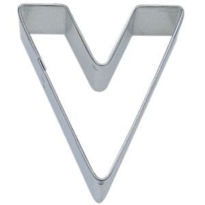 alpha numbers otbp letter v cookie cutter 3 inch –tin plated steel cookie cutters – letter v cookie mold