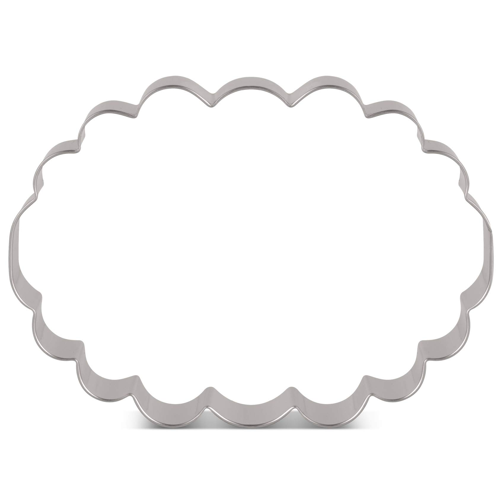 LILIAO Scalloped Edge Plaque Cookie Cutter Frame Sandwich Fondant Biscuit Cutter - 4.8 x 2.9 inches - Stainless Steel - by Janka